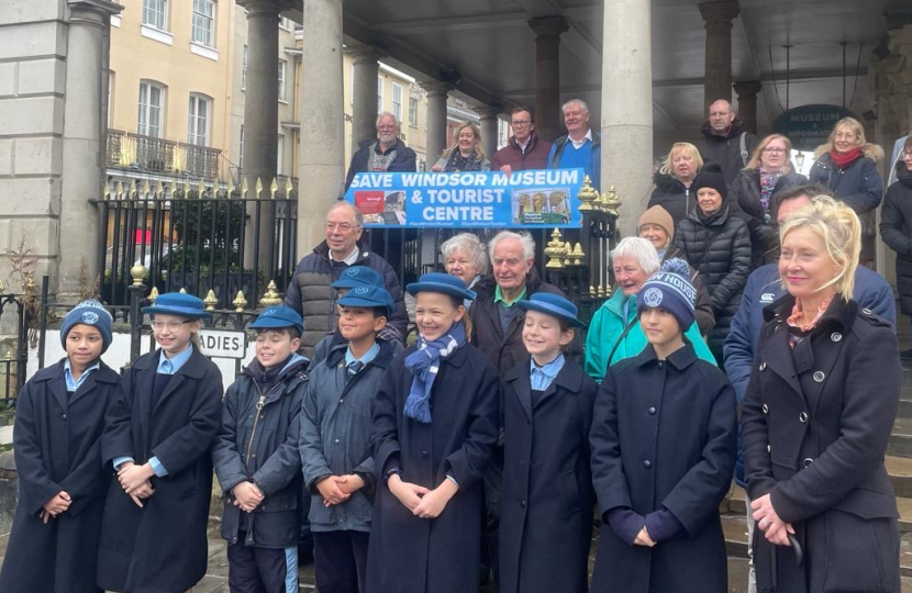 Schoolchildren supporting the campaign to save the museum and visitor centre